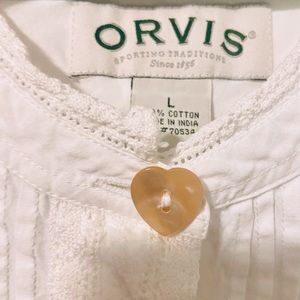 ORVIS white button up shirt sz L
